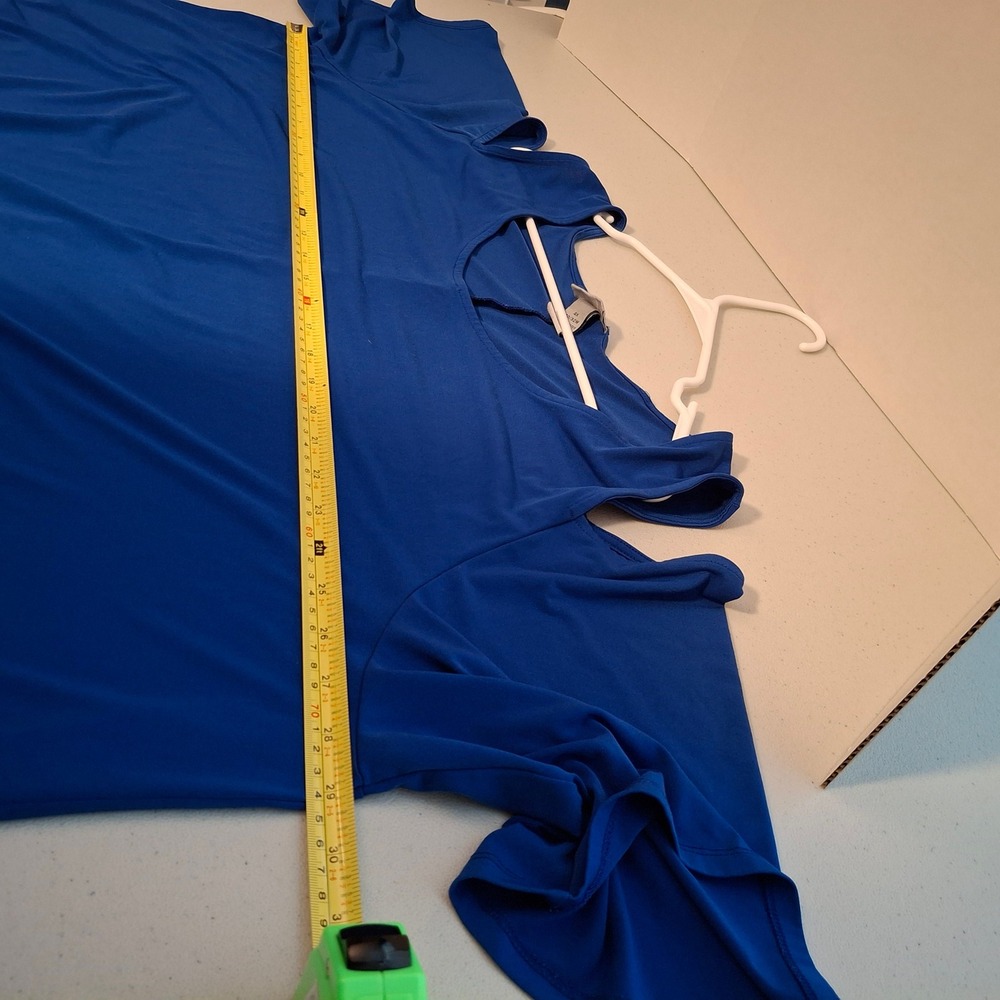 Catherines Cold Shoulder Top Blue Plus Size 4X Polyester‎ Spandex - Picture 4 of 7